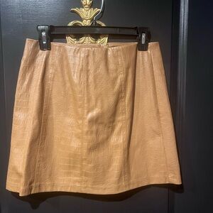 Versona Camel Faux Croc-Embossed Mini Skirt